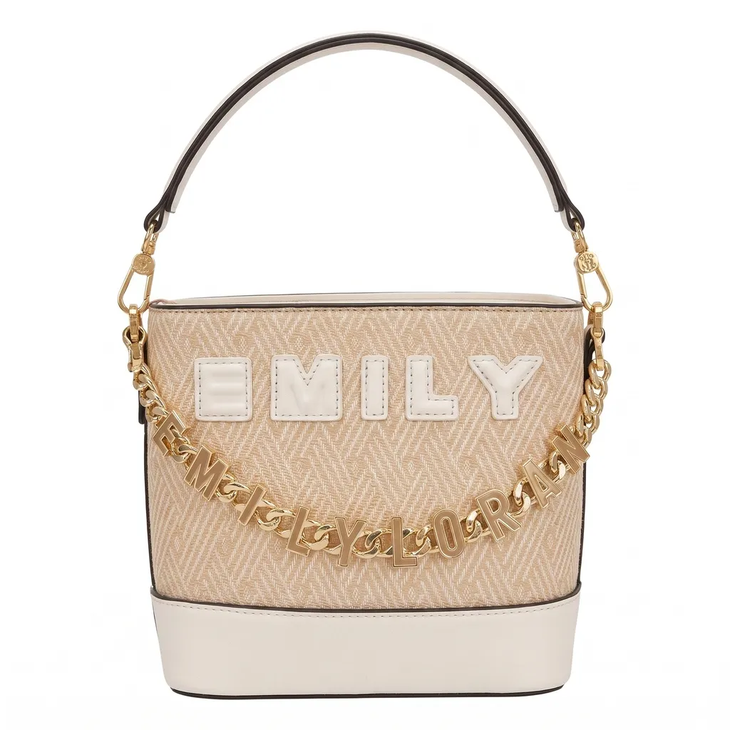Woven Bucket Bag with Gold Chain