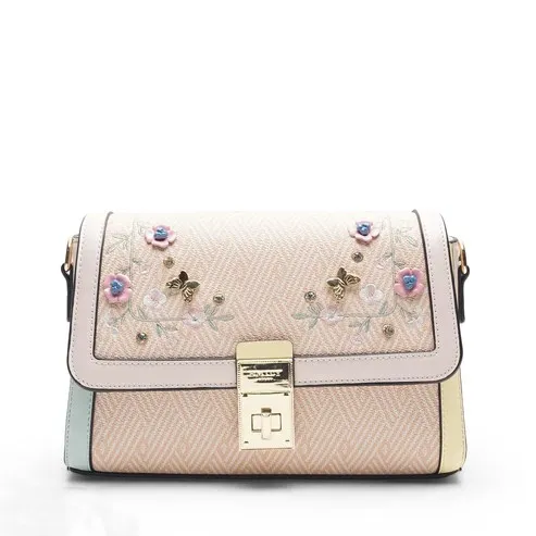 Textured Scarf Top Handle Bag (Peach)