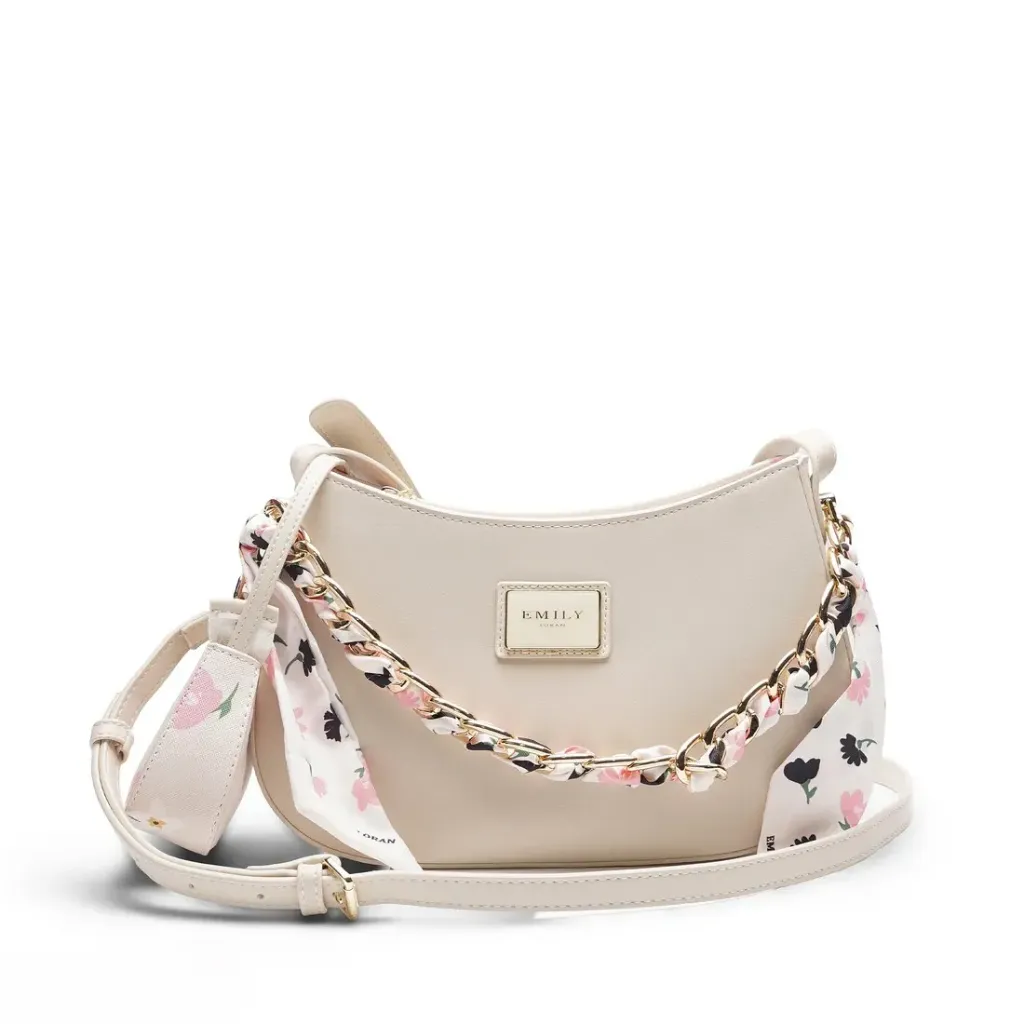 Mini Bag & Scarf (Beige With Floral)