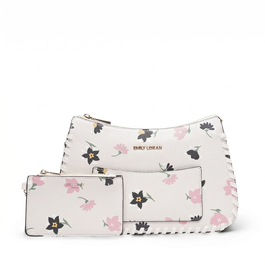 Bag With Hand Strap (White Floral)