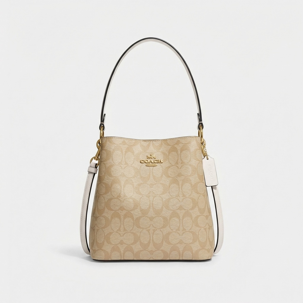 Mollie Bucket Bag In Signature Canvas (Light Khaki Chalk)