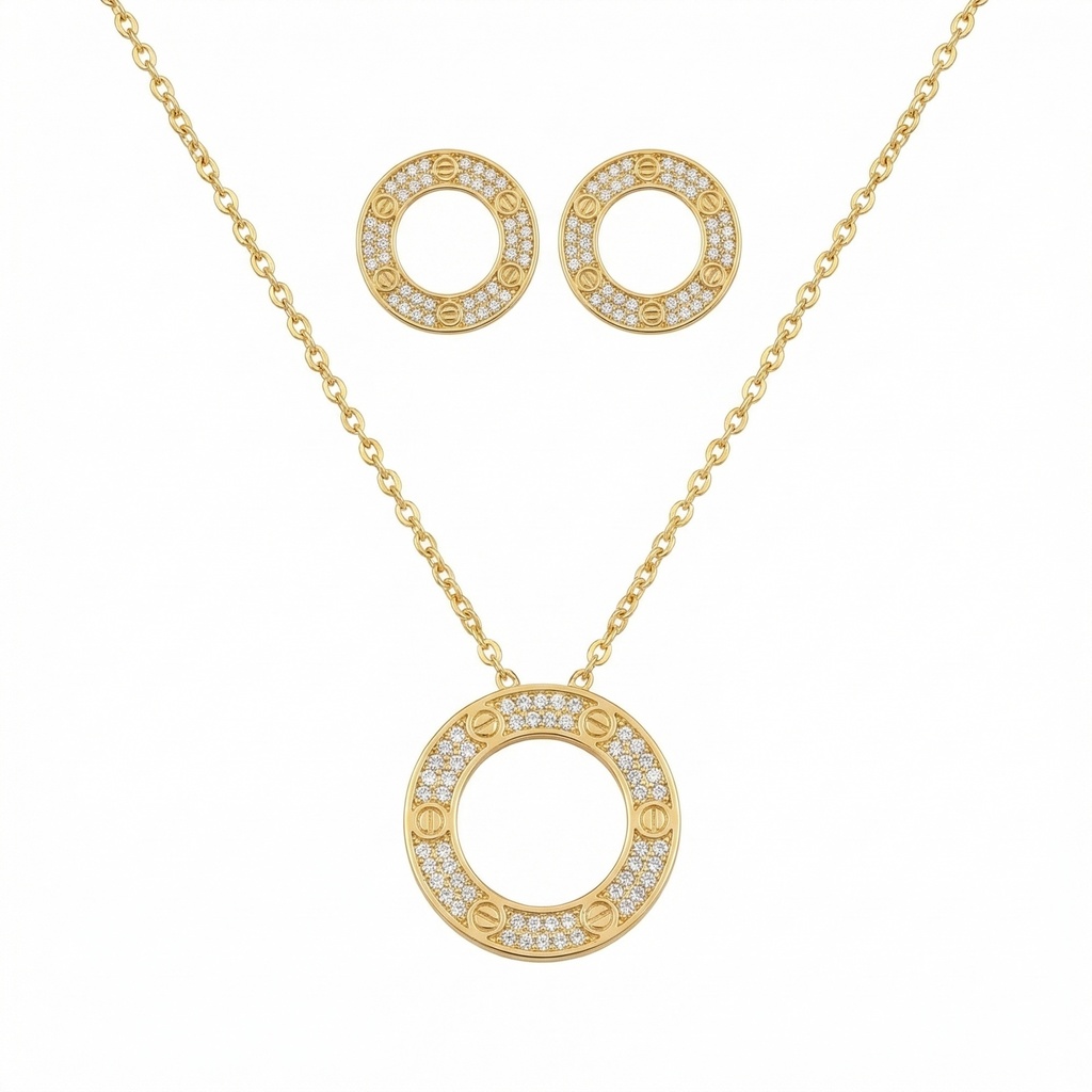 LOVE pendant paved with Earrings