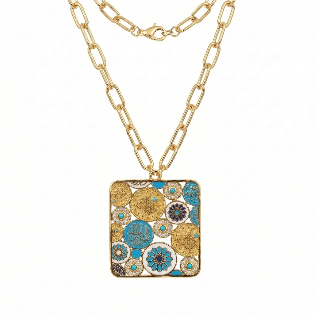 Mariana Mosaic Rectangle Pendant Necklace
