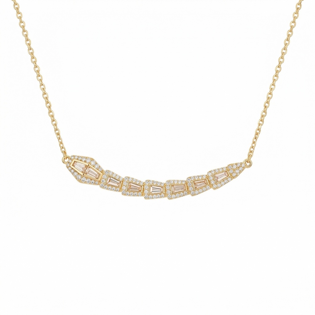 Graduated Baguette Diamond Necklace (Gold)