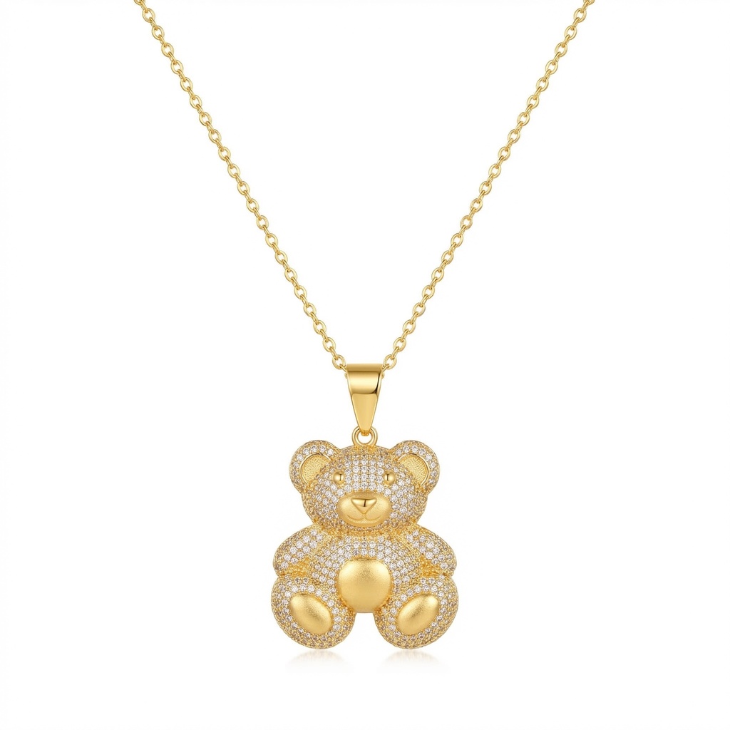 Pave Teddy Bear Necklace