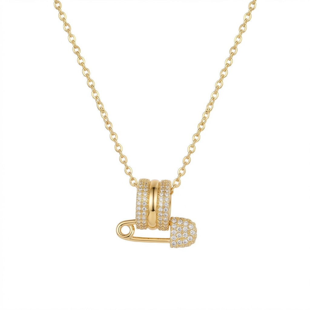 Safety Pin Necklace (Gold)