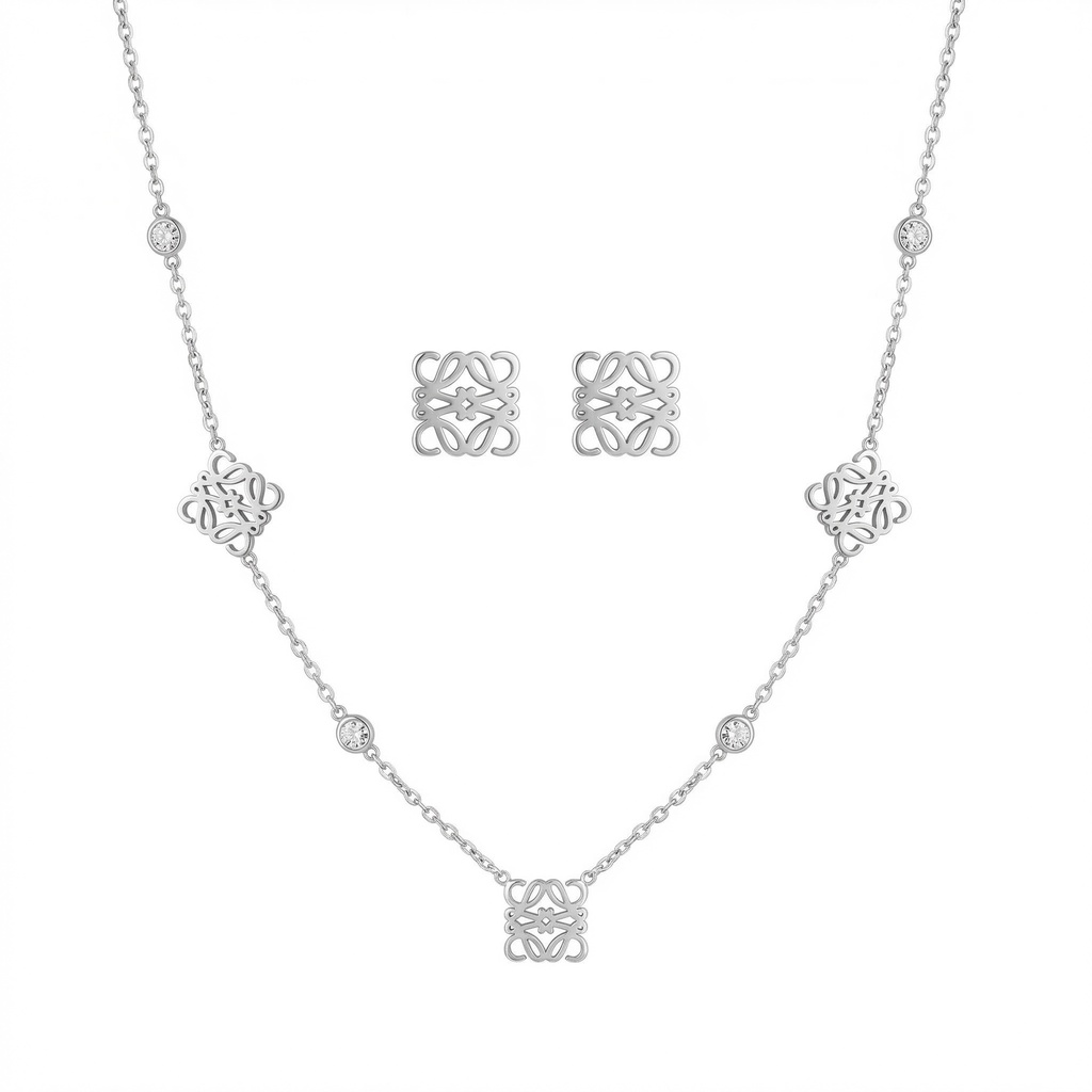 Loewe Anagram Necklace with Earrings