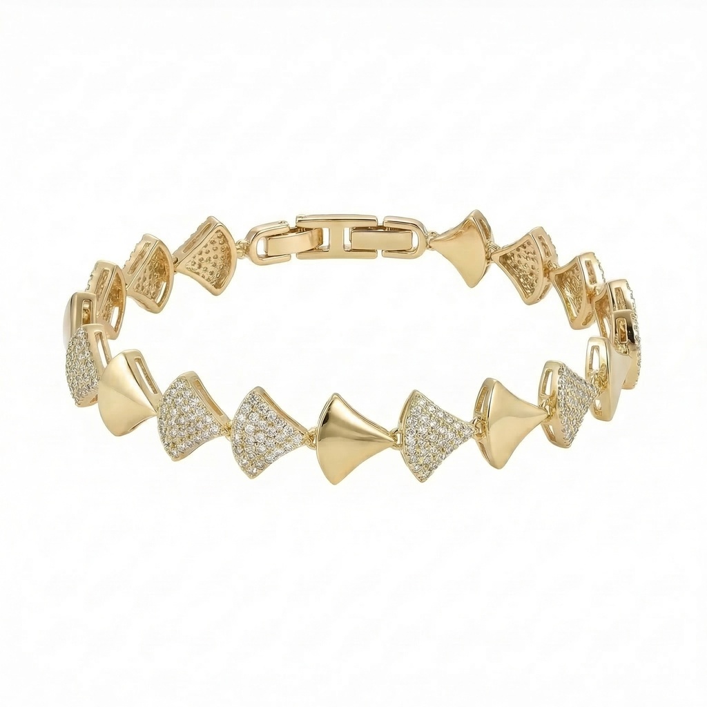 Pave Pyramid Bracelet (Gold)
