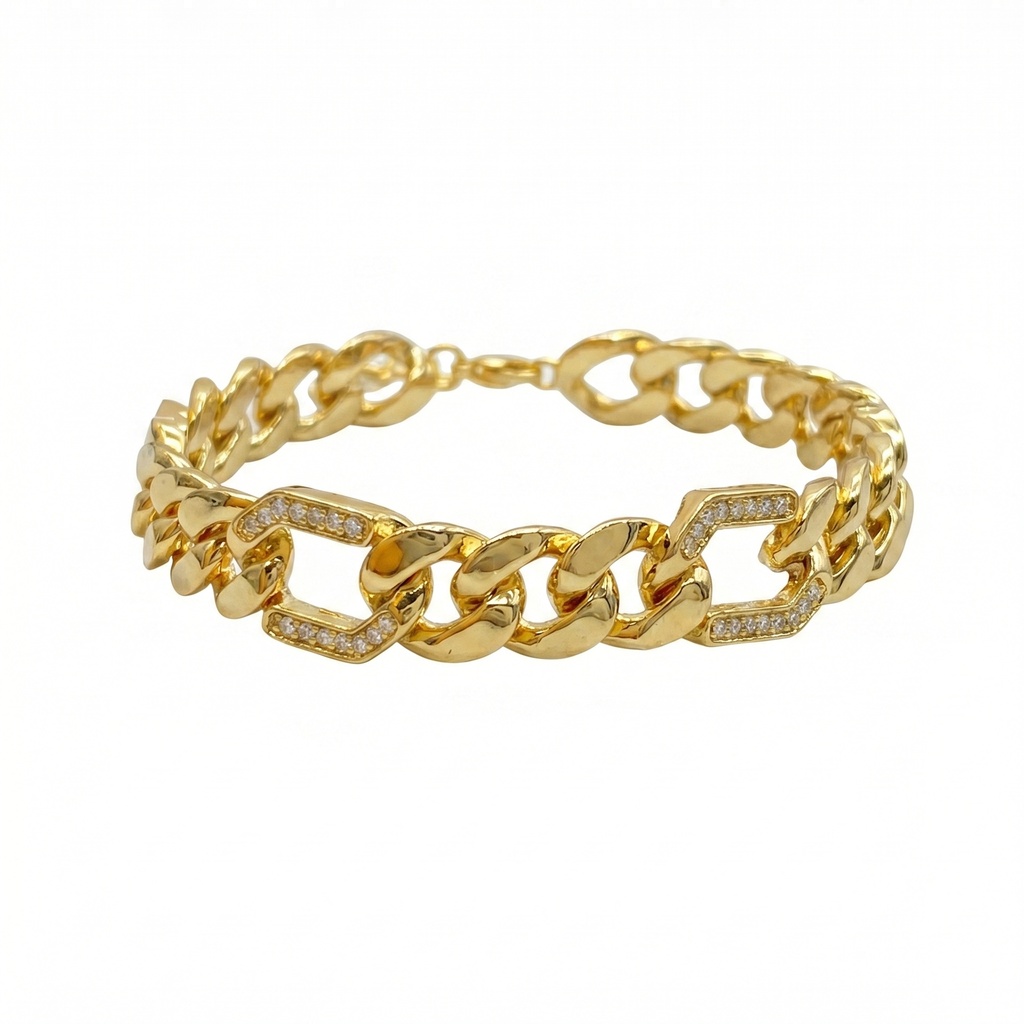 Geometric Pavé Link Chain Bracelet