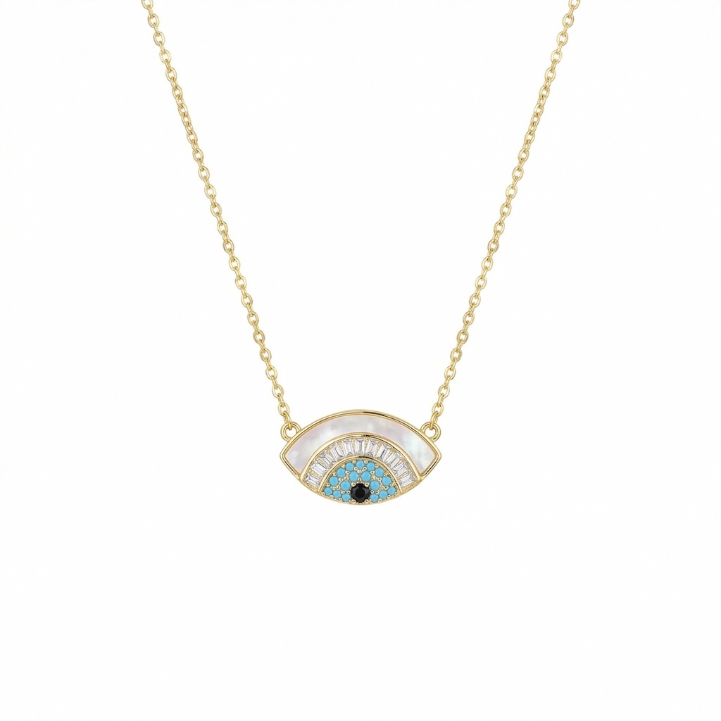 Turquoise Eye Necklace (Gold)