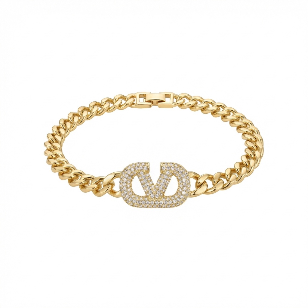 سوار Vمرصع بالكريستال (Gold)