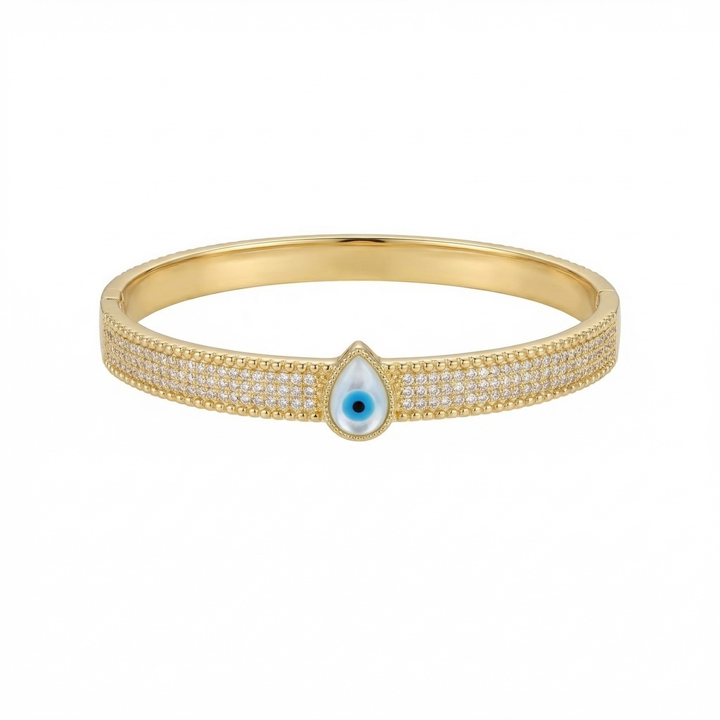 Full Pave Eye Teardrop Bangle