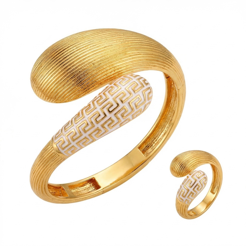 White Maze Bracelet & Ring Set