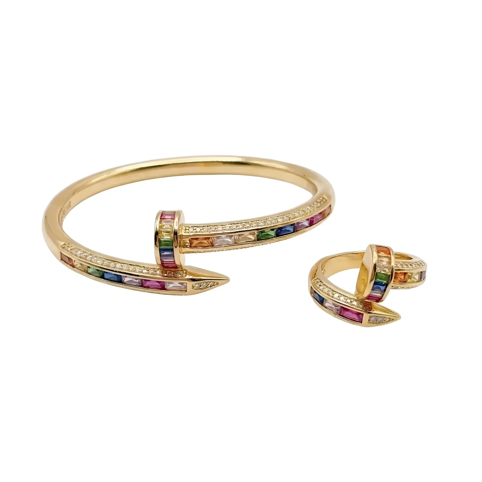 Cartier Juste un Clou Bracelet & Ring Set - Rainbow Edition (Gold)
