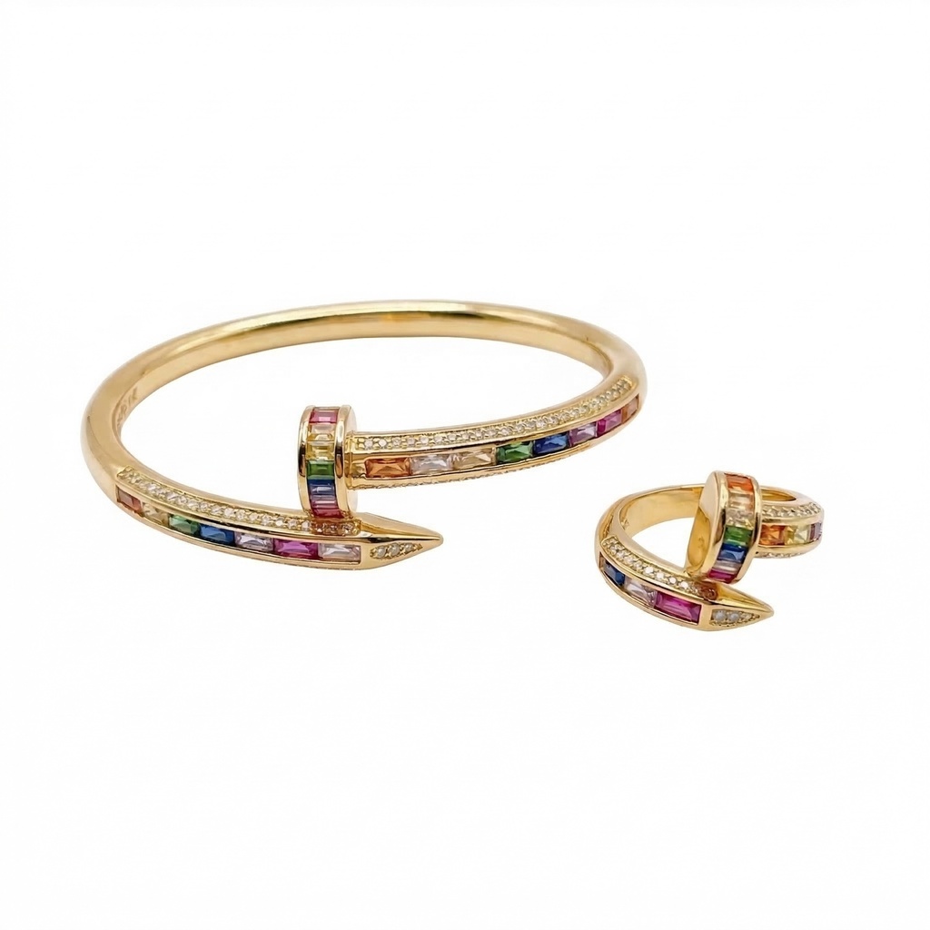 Cartier Juste un Clou Bracelet & Ring Set - Rainbow Edition