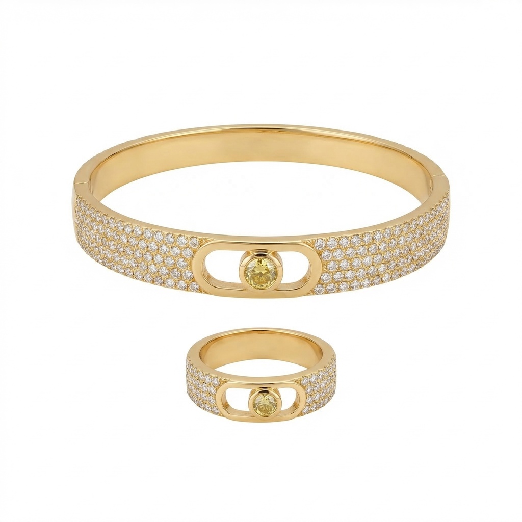 Messika Move Noa Full Pavé Bracelet & Ring Set (Gold)