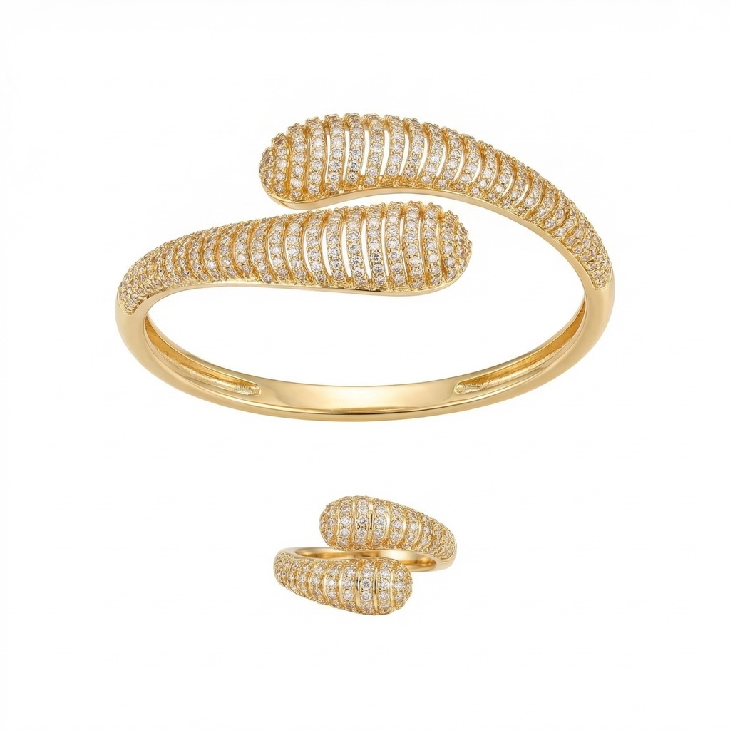 Pave Coil Bracelet & Ring Set
