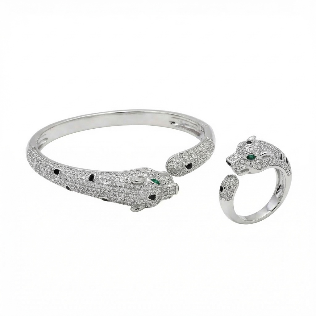 Cartier Panthère Emerald-Eyed Bracelet & Ring Set