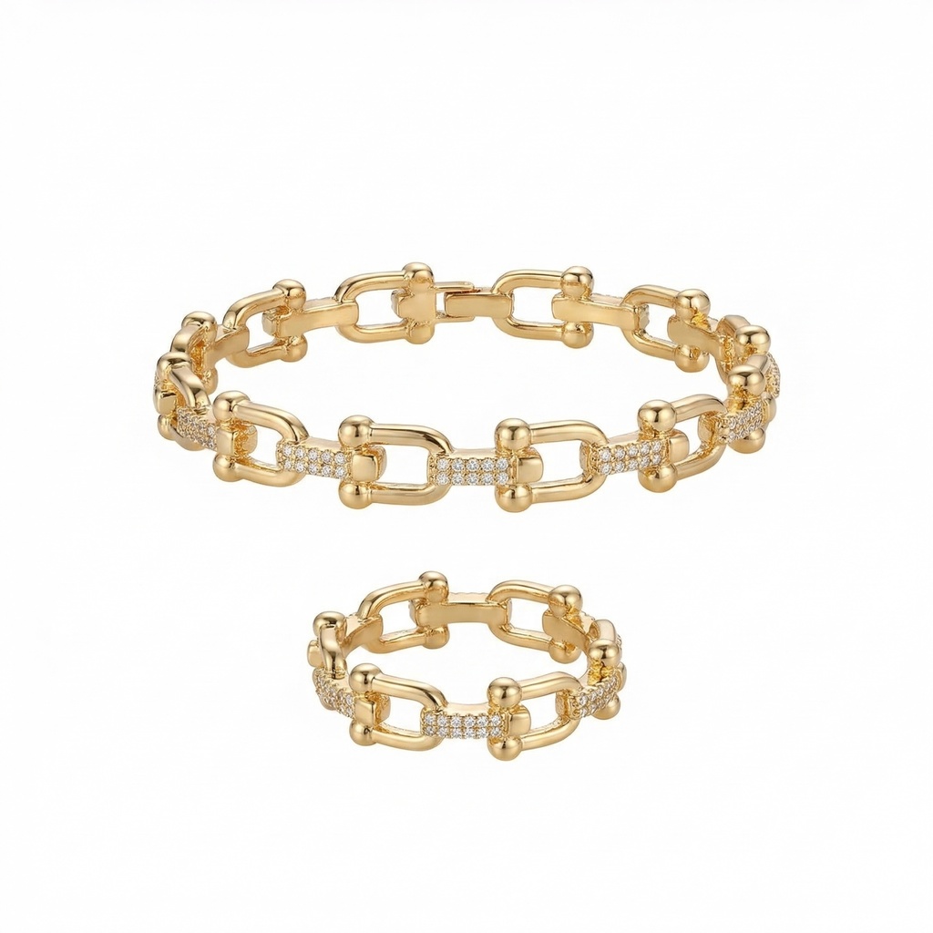 Tiffany HardWear Pavé Diamond Bracelet & Ring Set (Gold)