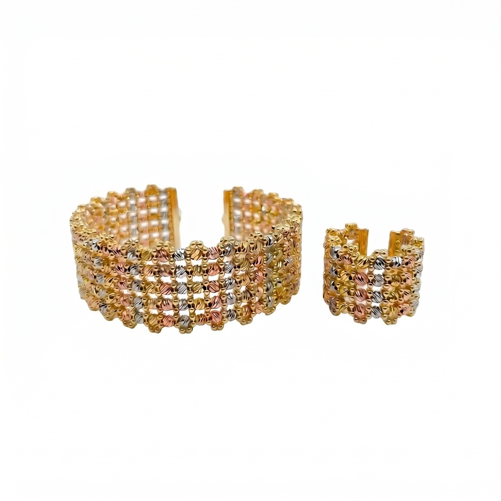 Intricate Dorica Bead Bangle & Ring Set