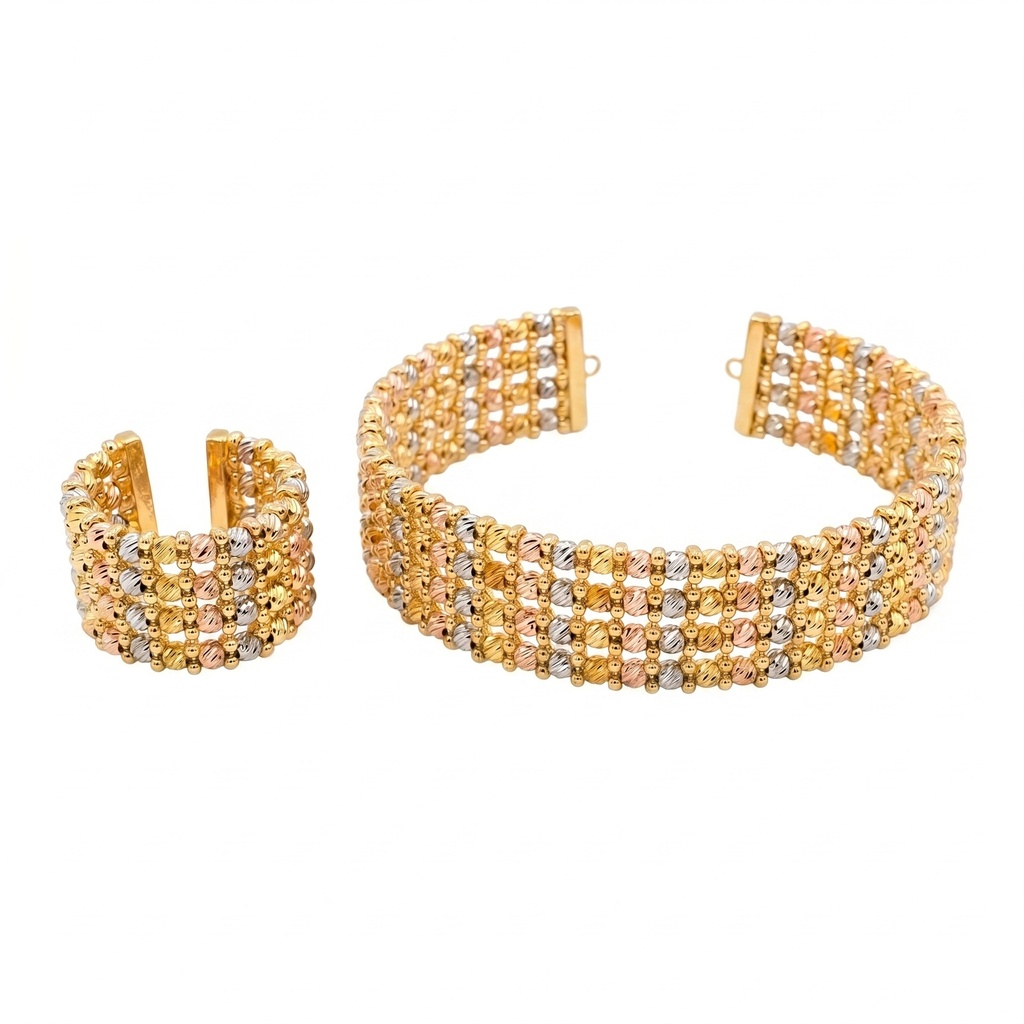 Intricate Dorica Bead Bangle & Ring Set