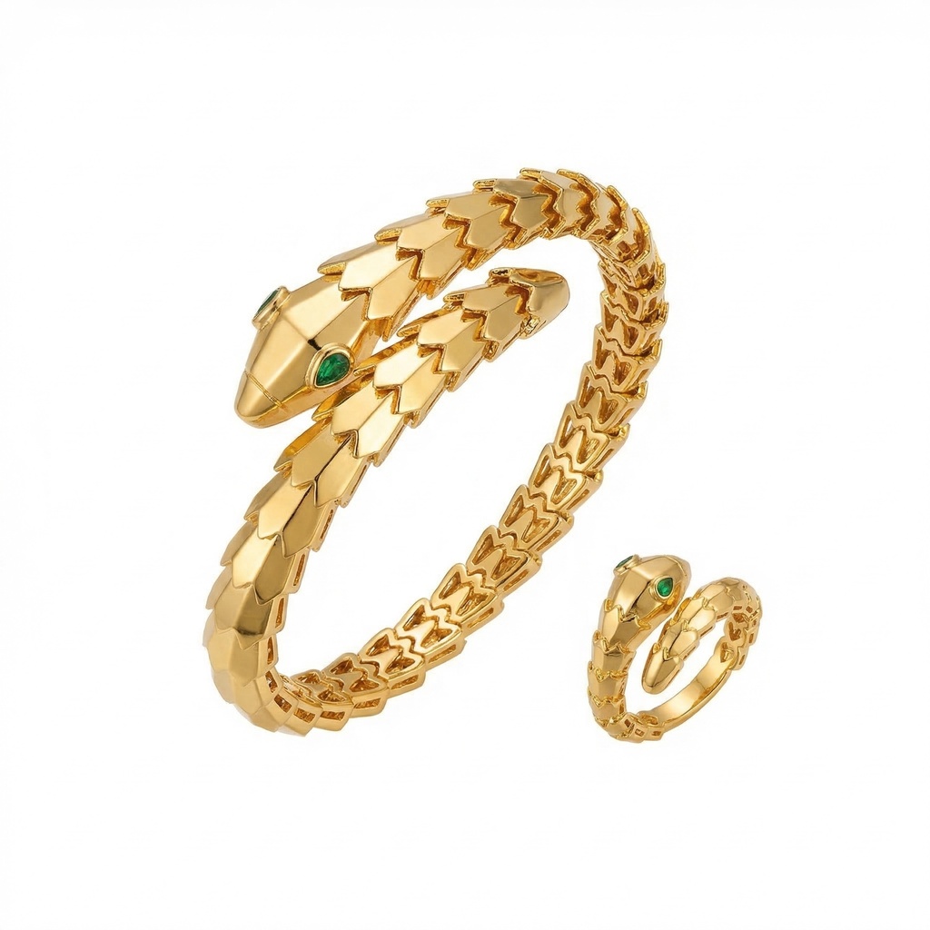 Bvlgari Serpenti Viper Gold Bracelet & Ring Set