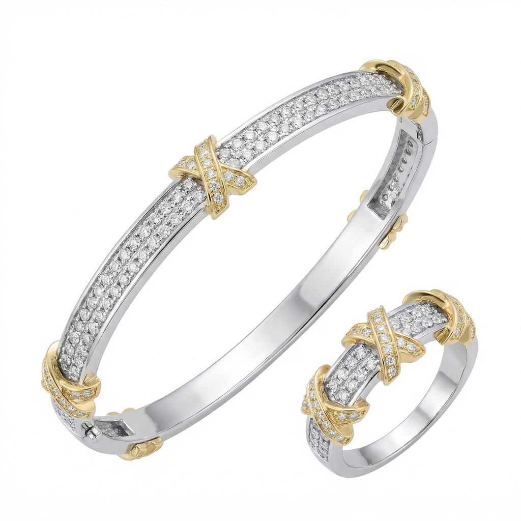 Sparkling Cross X Bracelet & Ring Set