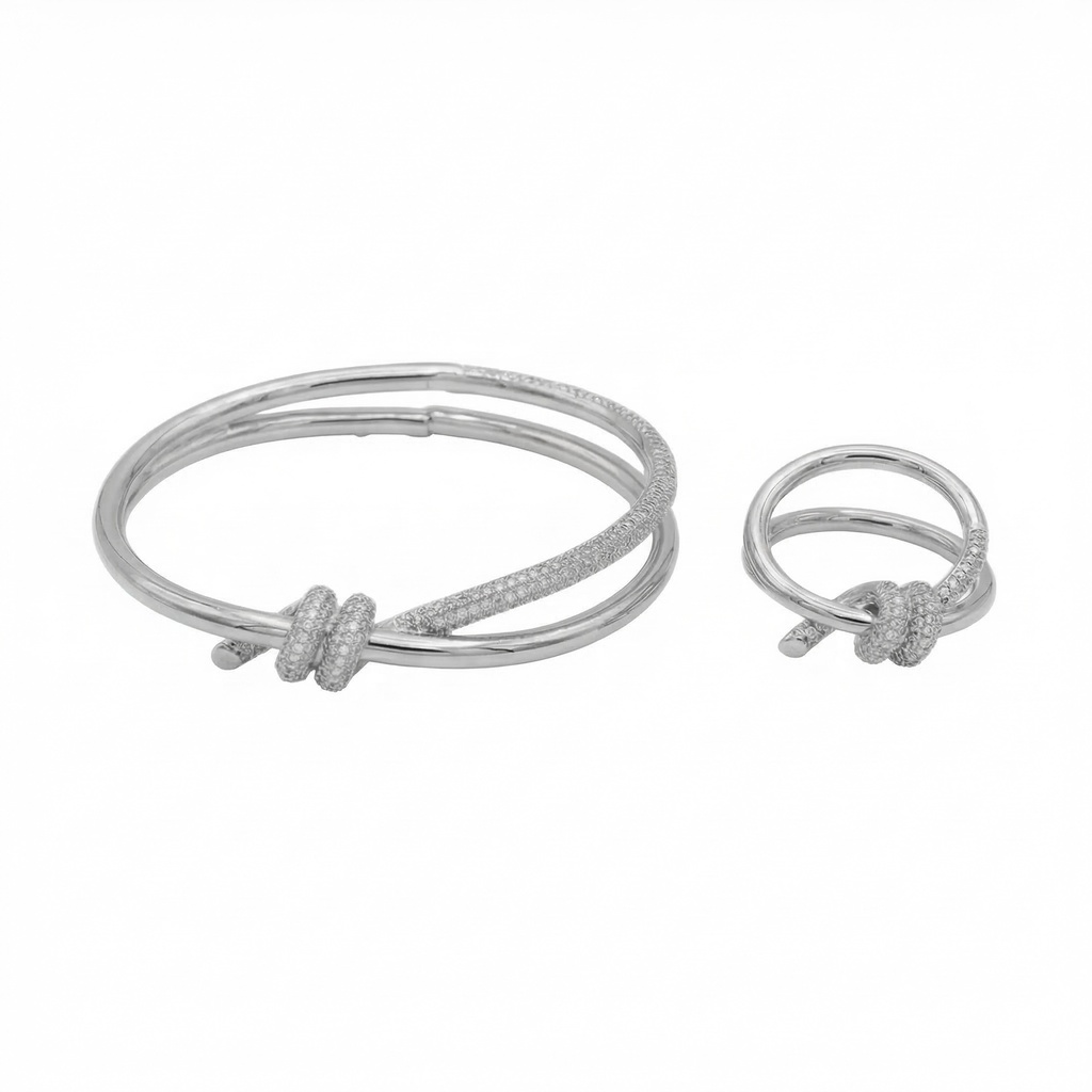 Tiffany Knot Gold Bracelet & Ring Set