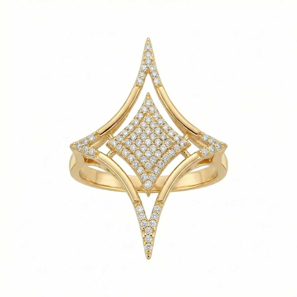 Royal Diamond-Shape Sparkling Ring