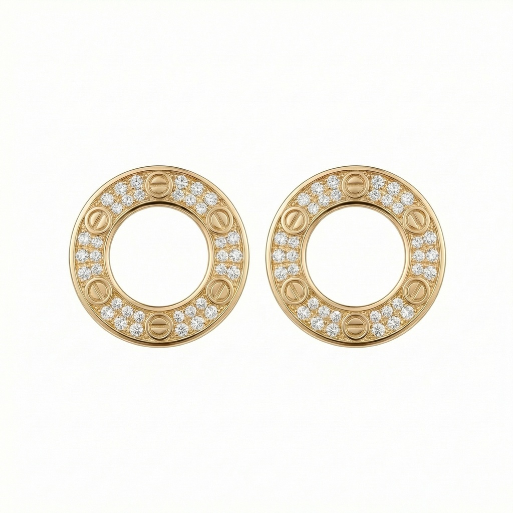 أقراط كارتييه LOVE المرصعة (Gold)