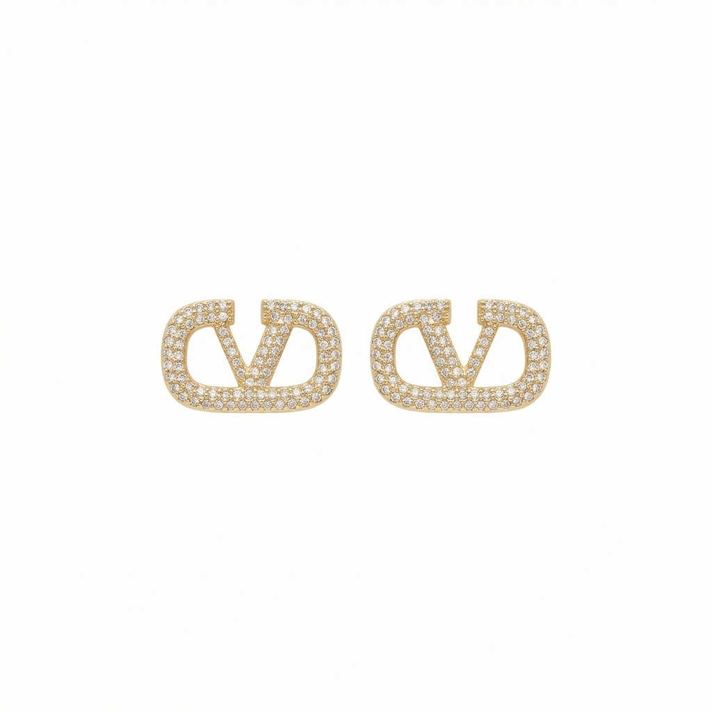 Valentino VLogo Iconic Full Pavé Crystal Stud Earrings