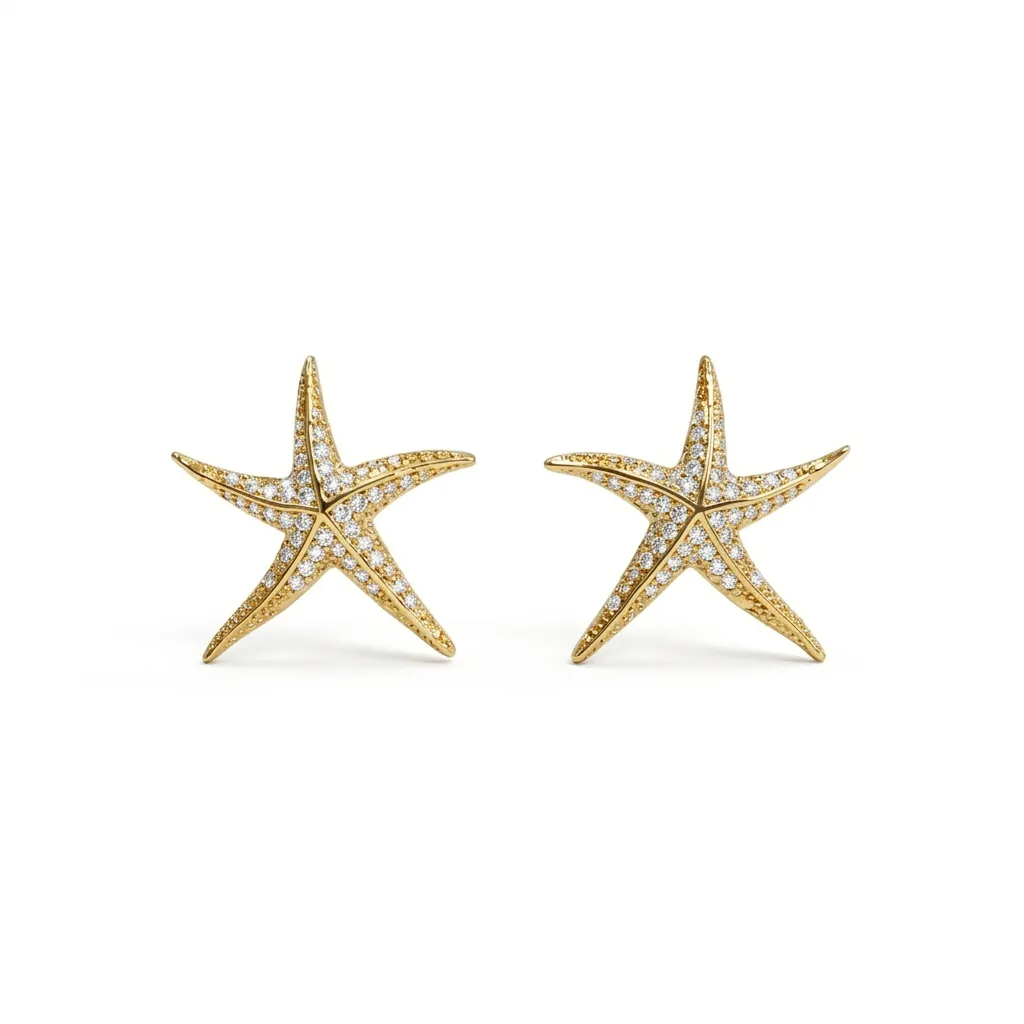 Elsa Peretti Starfish Pavé Earrings (Gold)