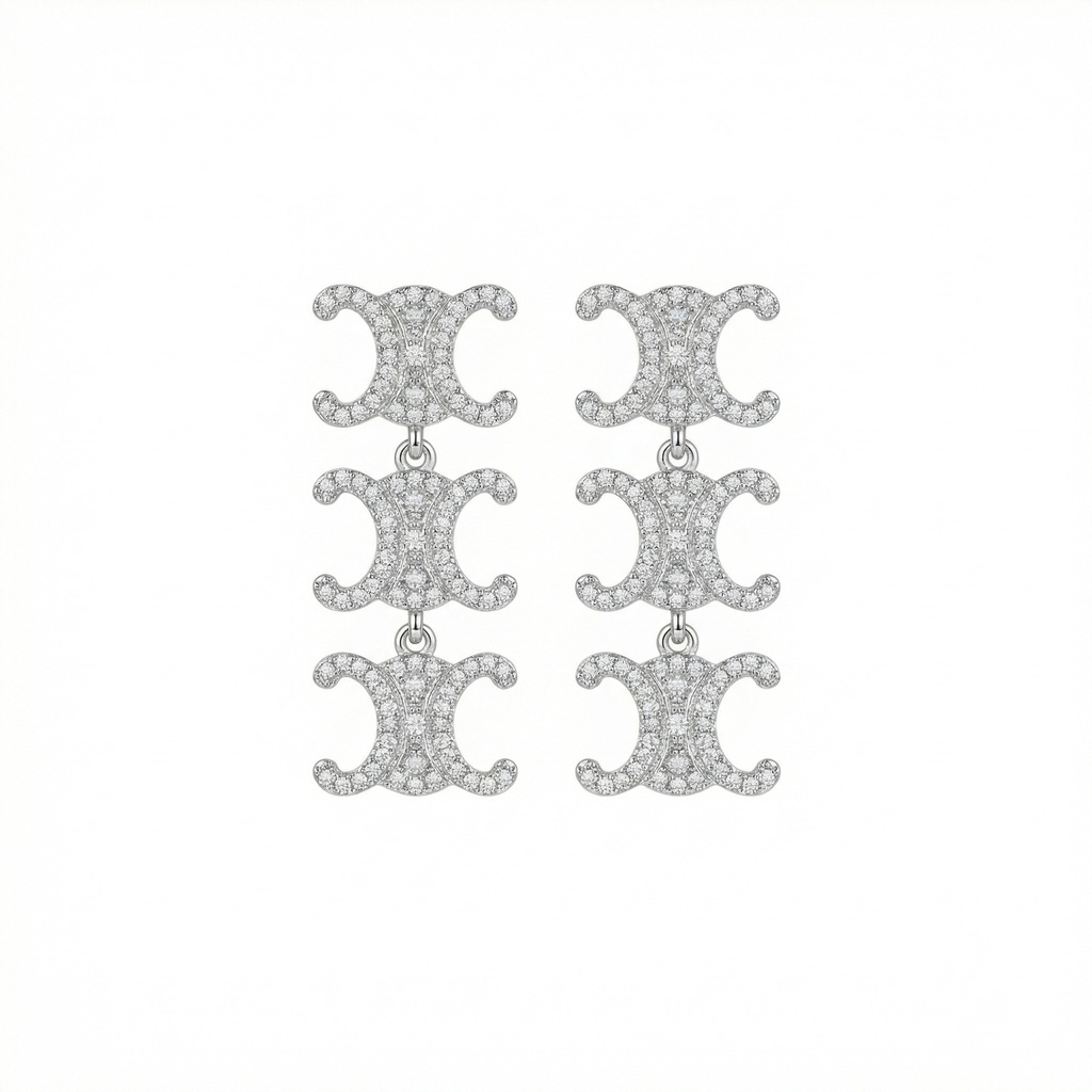 Celine Triomphe Triple Drop Earrings