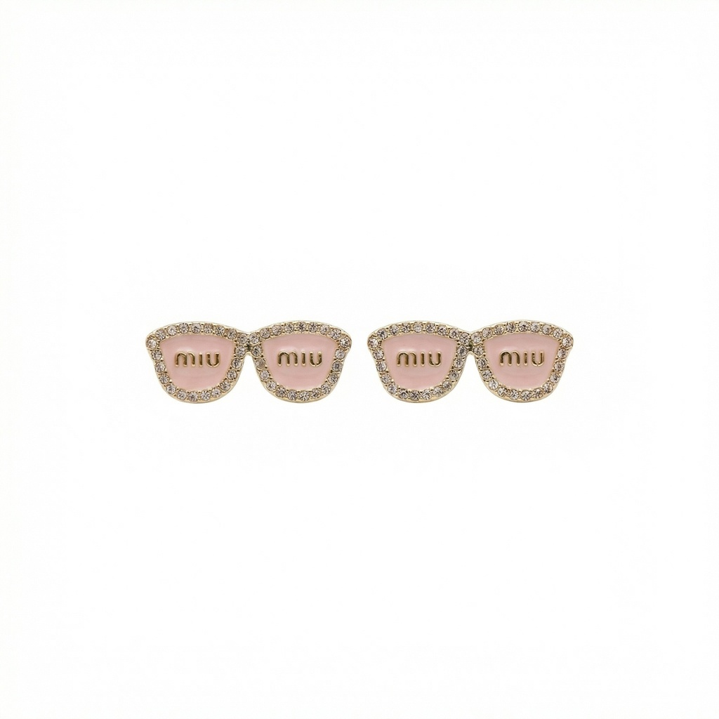 Sunglasses-Shaped Crystal Earrings