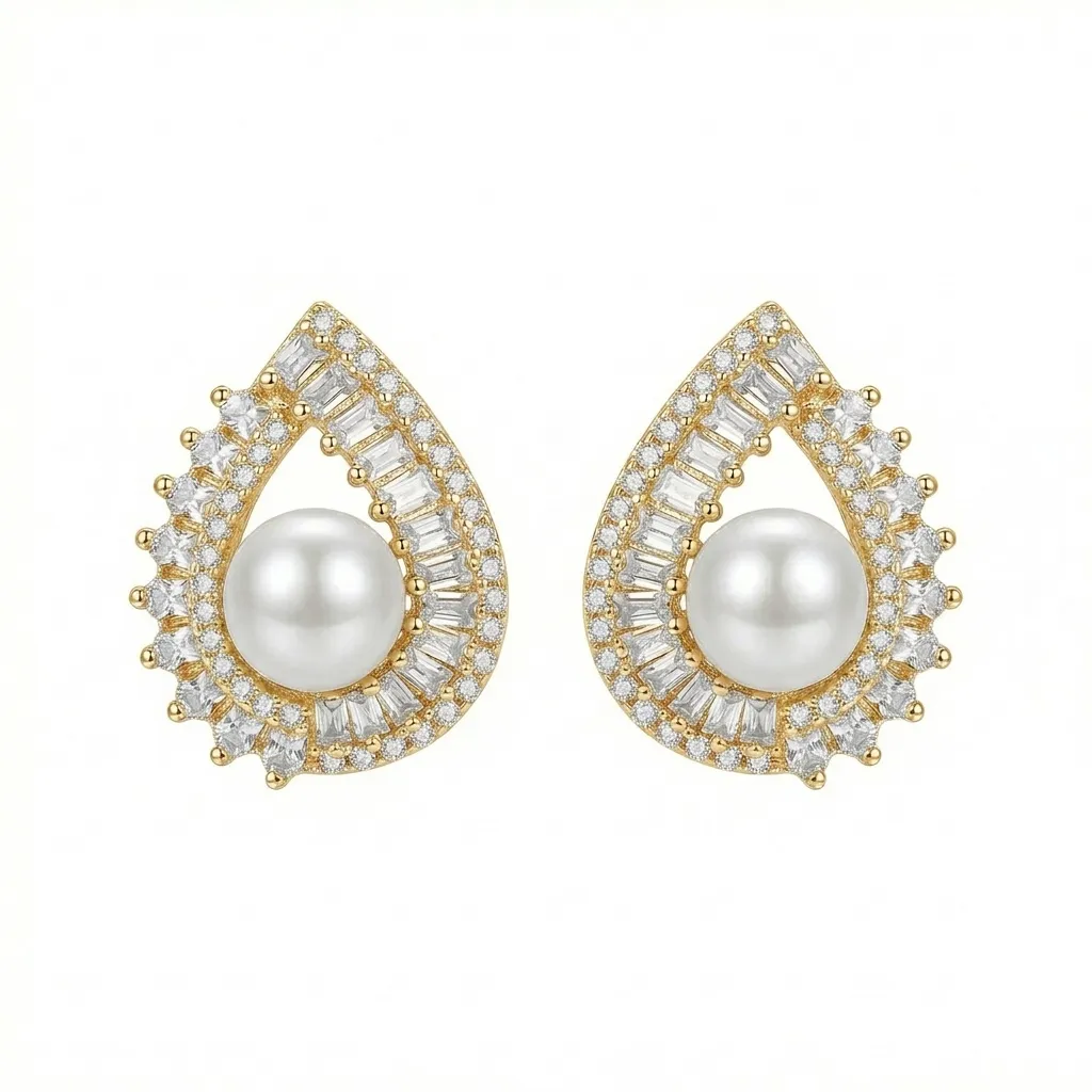 Water Drop Pearl Stud Earrings