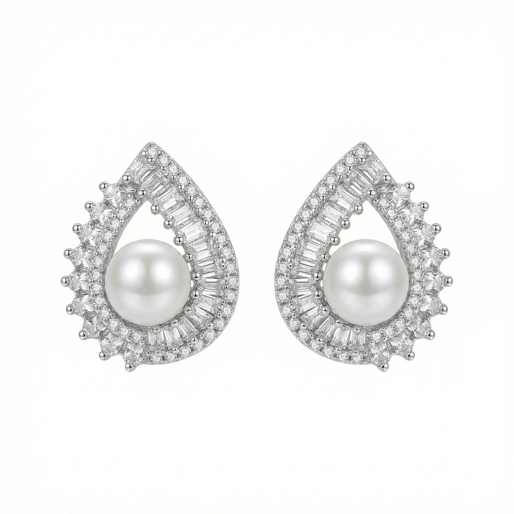 Water Drop Pearl Stud Earrings