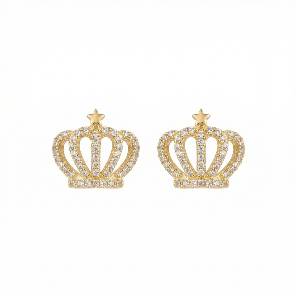 Diamond Crown Stud Earrings