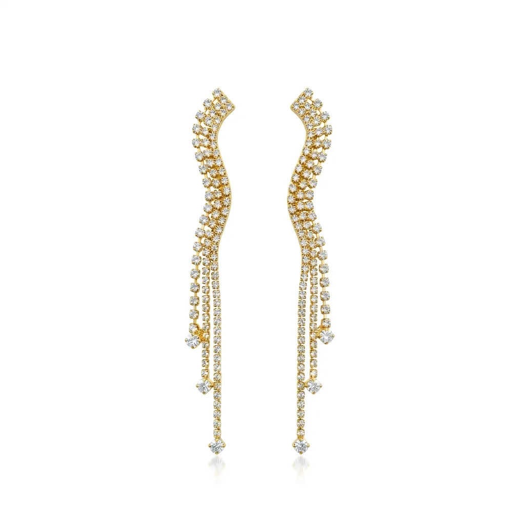 أقراط طويلة متدلية من الكريستال