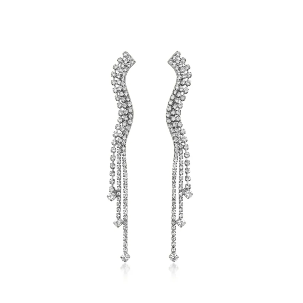 Long Crystal Dangle Earrings