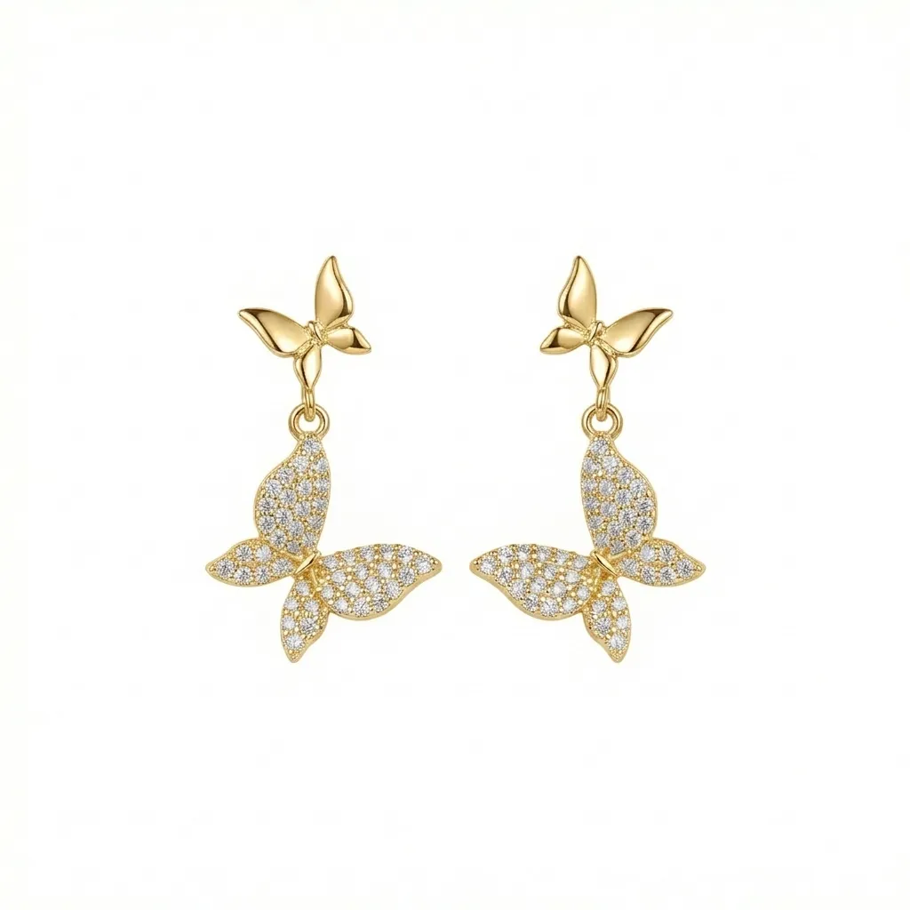 Shimmering Double Butterfly Earrings
