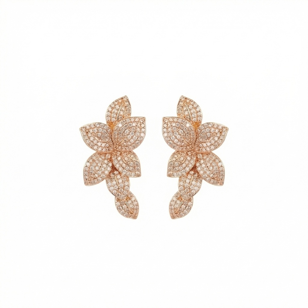 Crystal Cluster Leaf Earrings
