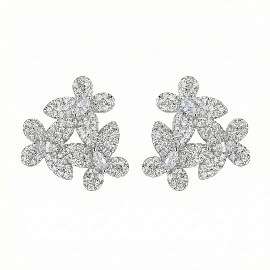 Triple Pavé Butterfly Diamond Earrings