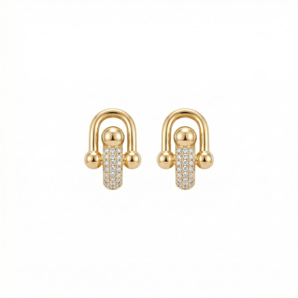 Architectural Arch & Pavé Drop Earrings