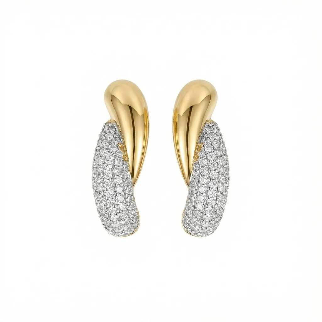 Diamond Pavé Droplet Hoop Earrings