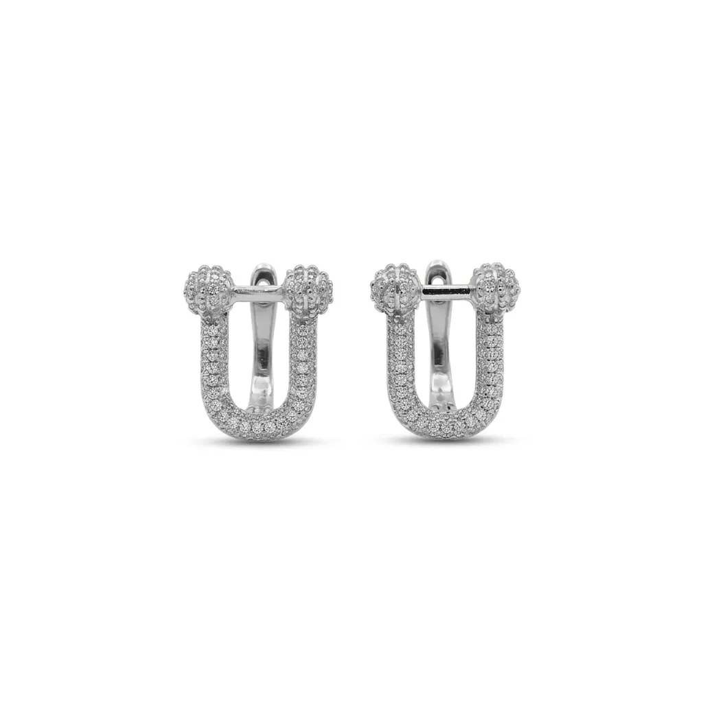 Hardware U-Link Pavé Center Earrings