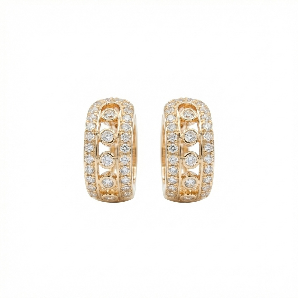 Messika Romane Multi-Row Diamond Earrings (Gold)