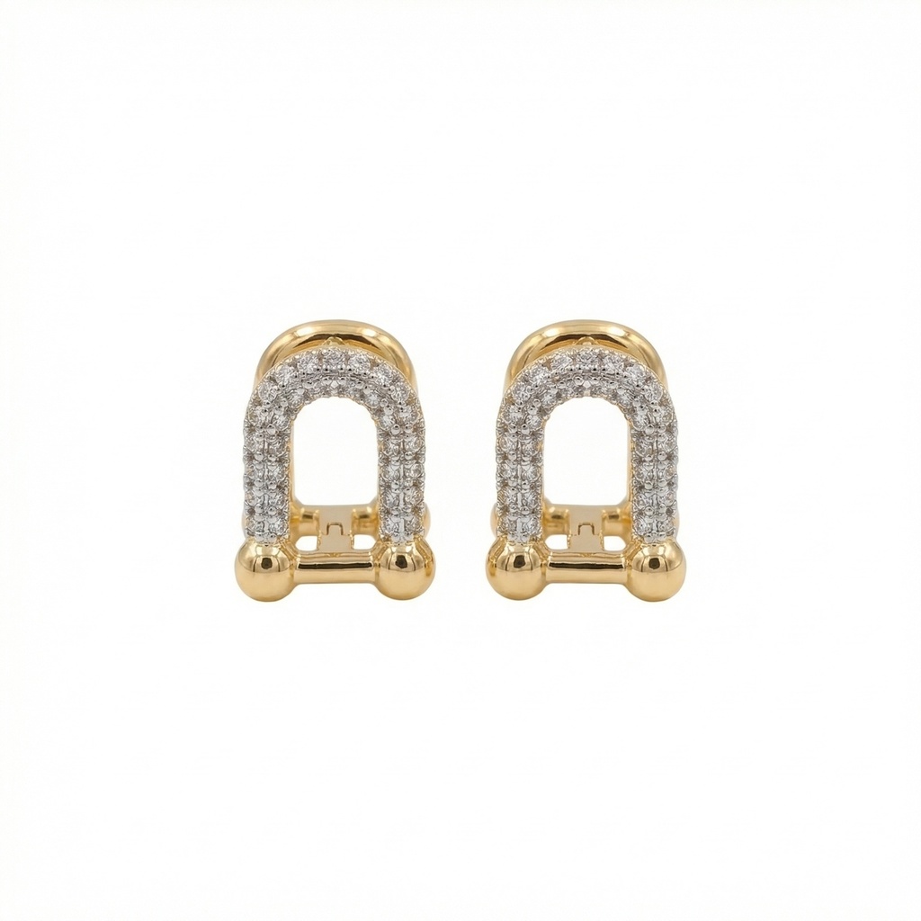 Horseshoe Rhinestone Stud Earrings