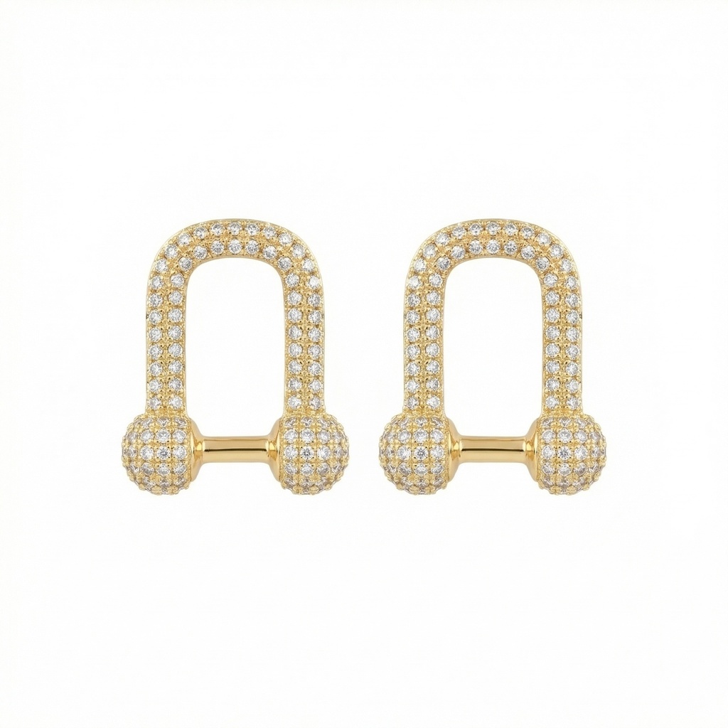 Modern U-Link Pavé Earrings