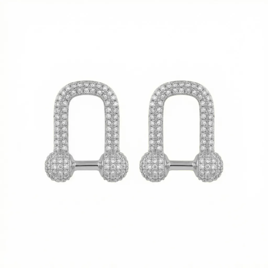 Modern U-Link Pavé Earrings
