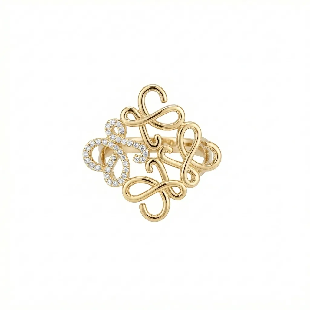 Loewe Anagram Partial Crystal Embellished Ring